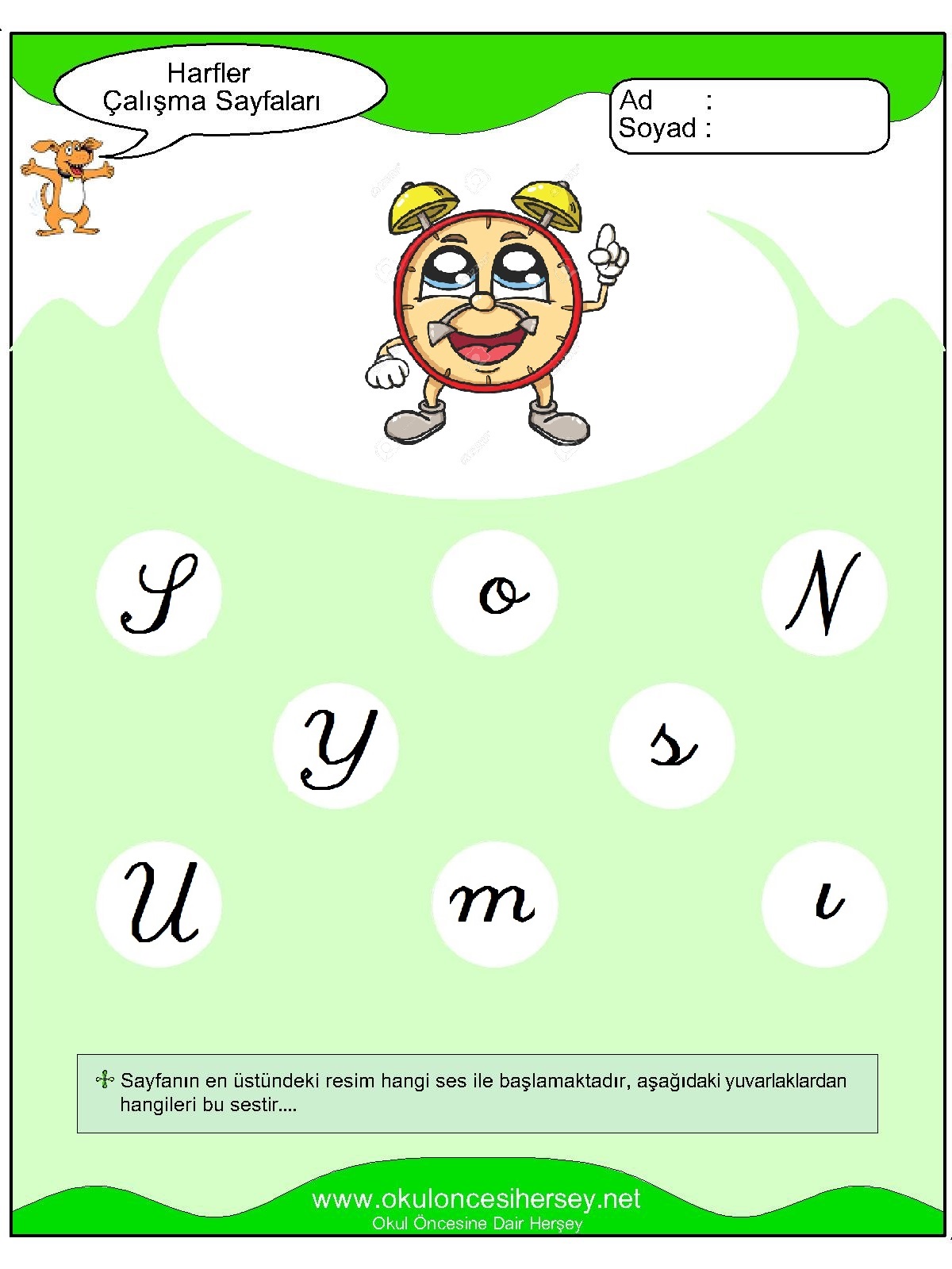S Sesi Çalışma Sayfaları